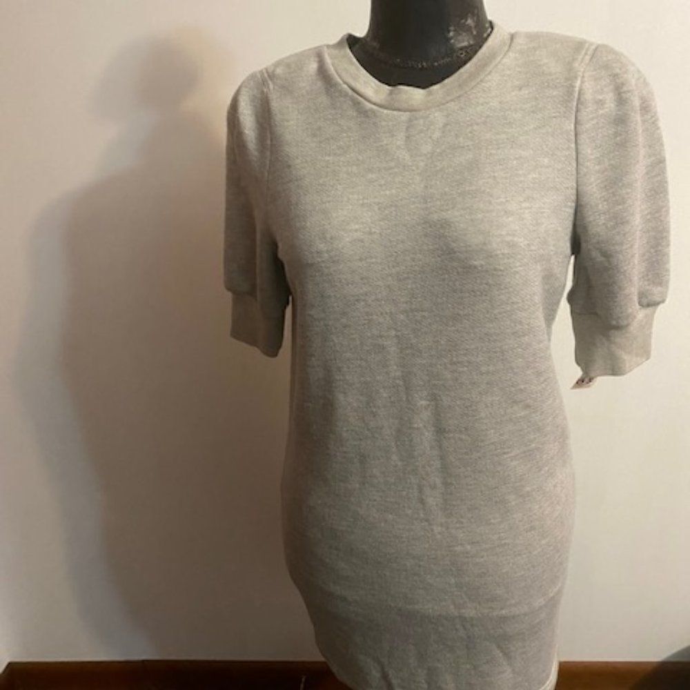 Current/Elliott The Pleat Gray Sweatshiirt dress, w padded shoulder pads, size 1